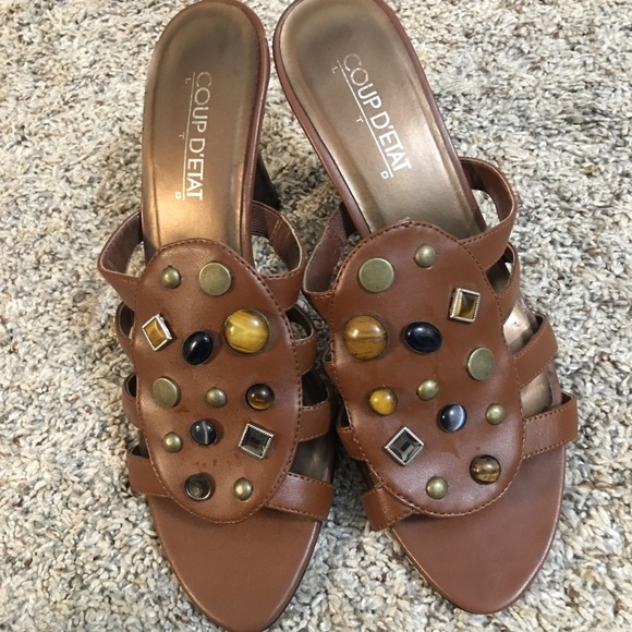 Coup D’Etat Brown Leather Sandals - Picture 2 of 11